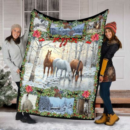 Horse Christmas So Lovely - Flannel Blanket - Owl Ohh - Owl Ohh