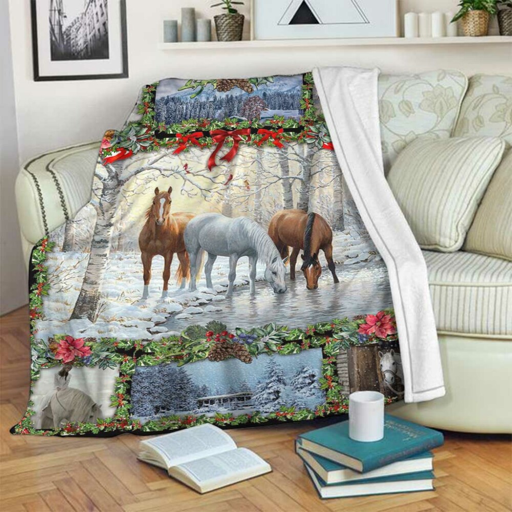 Horse Christmas So Lovely - Flannel Blanket - Owl Ohh - Owl Ohh