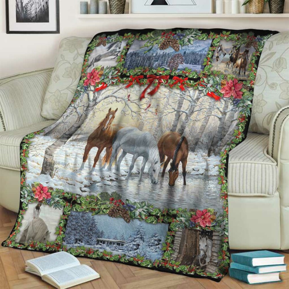 Horse Christmas So Lovely - Flannel Blanket - Owl Ohh - Owl Ohh