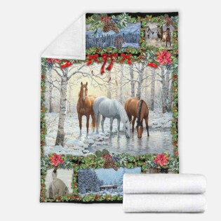 Horse Christmas So Lovely - Flannel Blanket - Owl Ohh - Owl Ohh