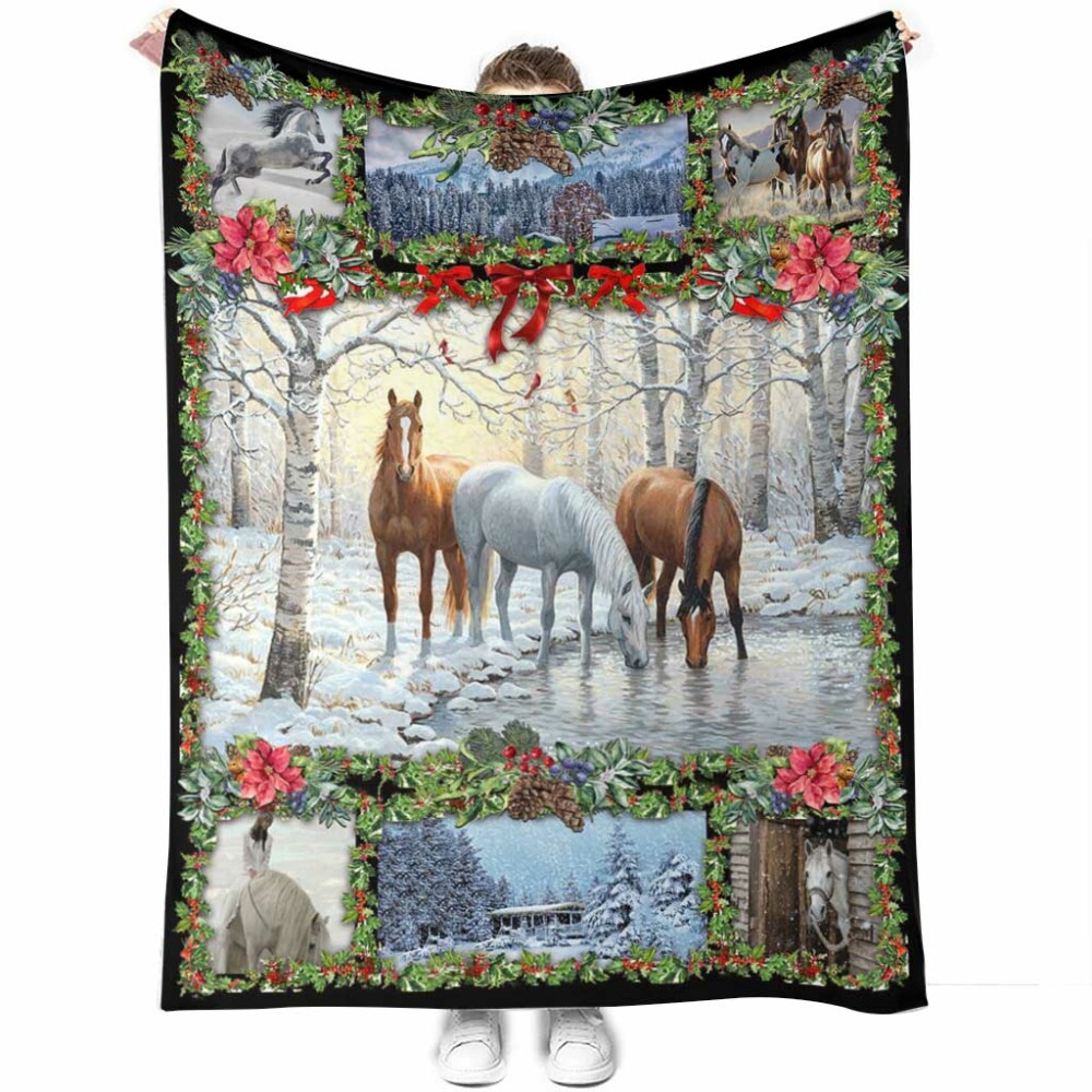 Horse Christmas So Lovely - Flannel Blanket - Owl Ohh - Owl Ohh