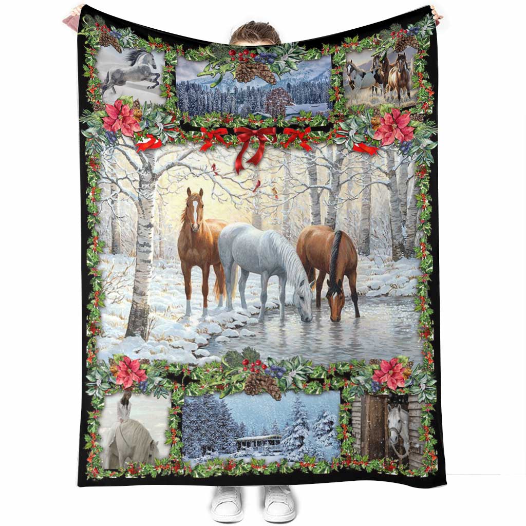 Horse Christmas So Lovely - Flannel Blanket - Owl Ohh - Owl Ohh