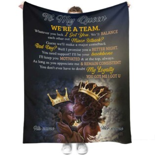 Black Woman We're A Team Afro Couple African American Personalized - Flannel Blanket - Owl Ohh - Owl Ohh