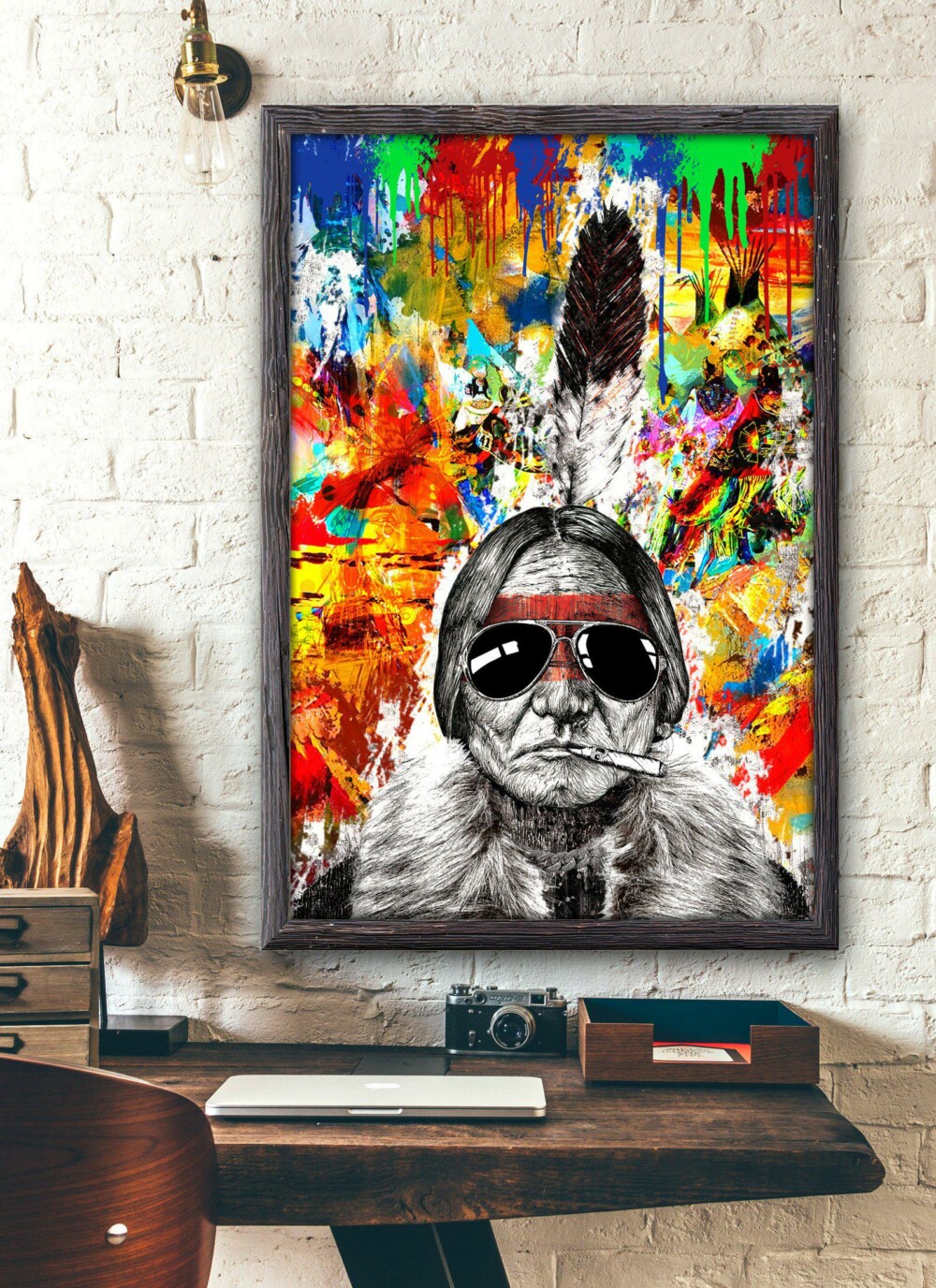 Native American Woman Hippie Color - Vertical Poster - Owl Ohh - Owl Ohh