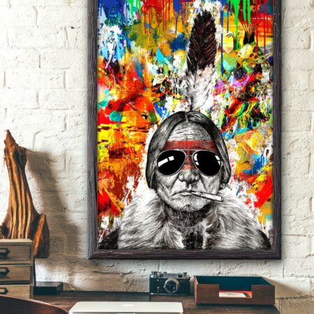 Native American Woman Hippie Color - Vertical Poster - Owl Ohh - Owl Ohh