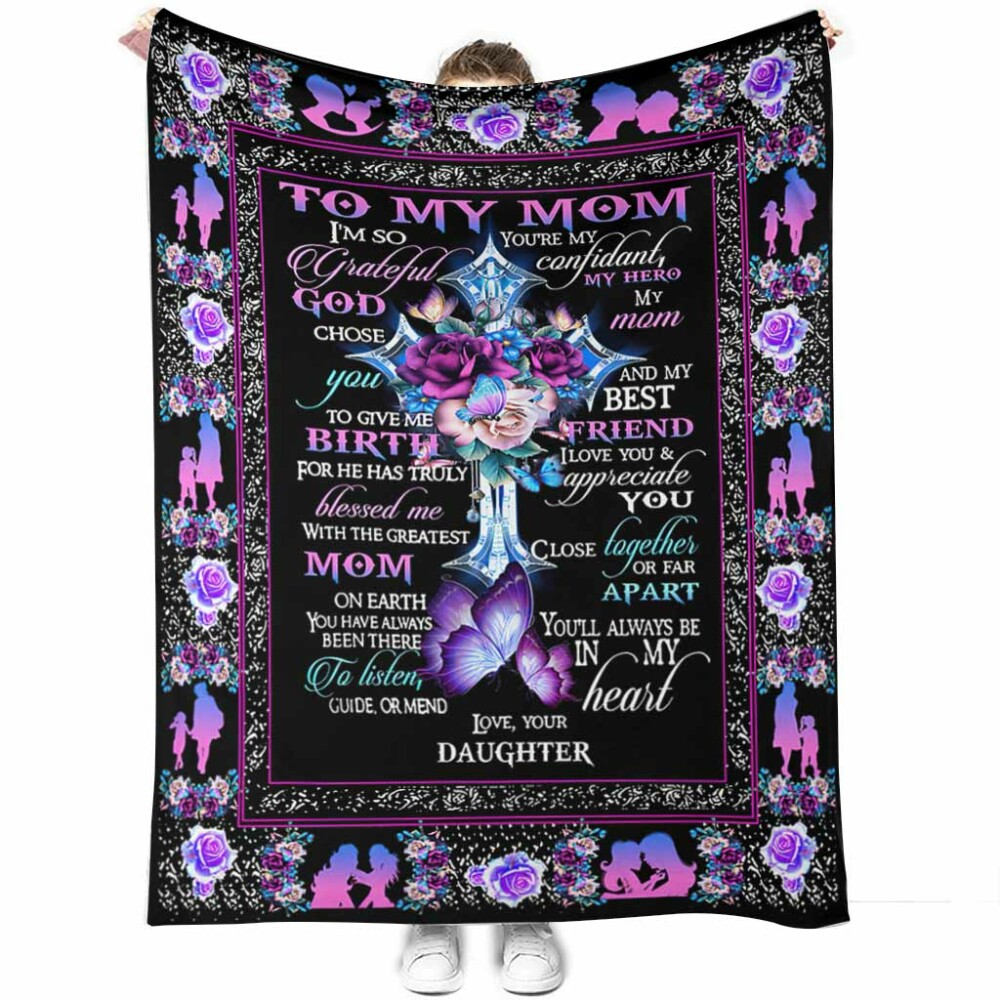 God To My Mom Floral - Flannel Blanket - Owl Ohh - Owl Ohh