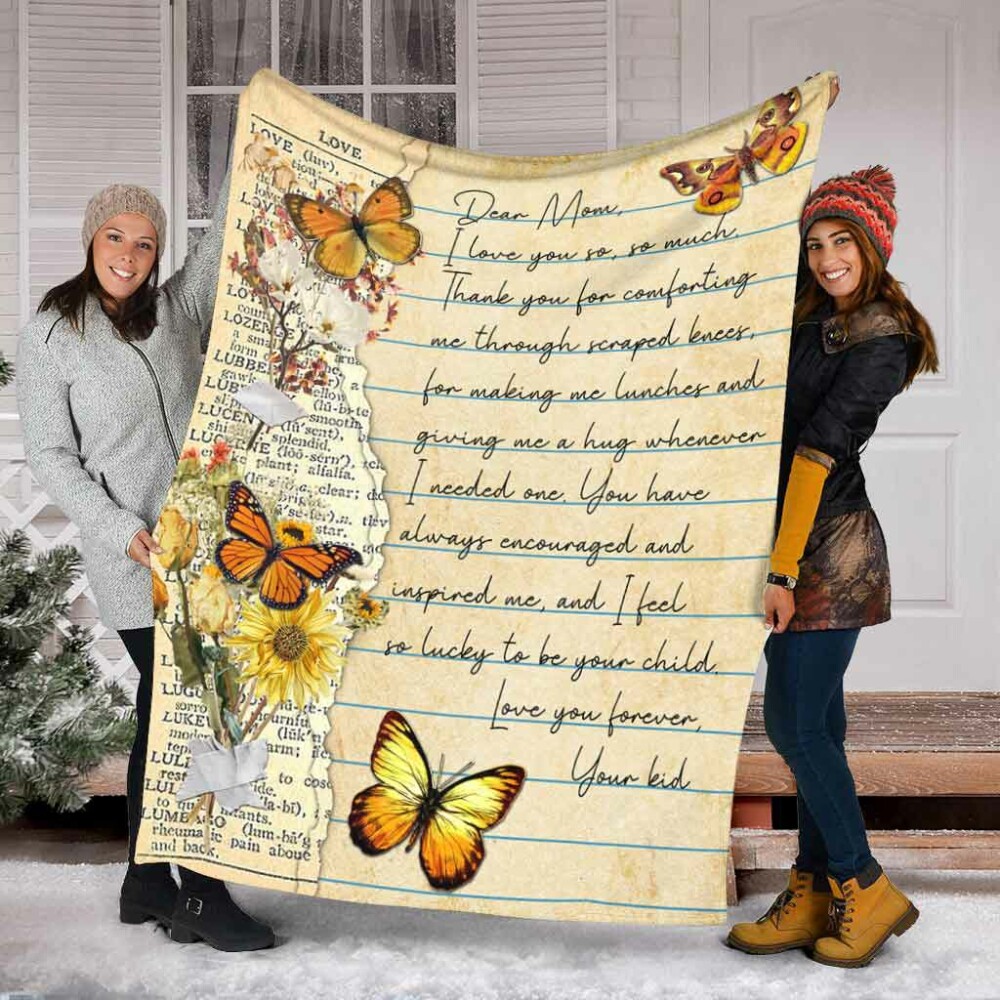 Dear Mom Mother's Day - Butterfly Blanket