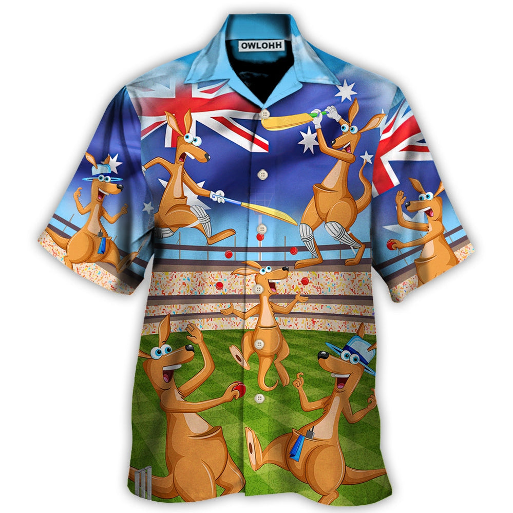 Cricket Kangaroo Play Cricket Funny We Love Cricket - Hawaiian Shirt - Owl Ohh for men and women, kids - Owl Ohh