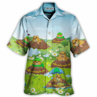 Groundhog Day Happy Day Grass Garden - Hawaiian Shirt - Owl Ohh for men and women, kids - Owl Ohh