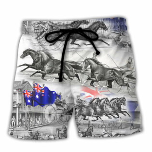 Harness Racing Horse Racing Road Australia Flag - Beach Short - Owl Ohh - Owl Ohh