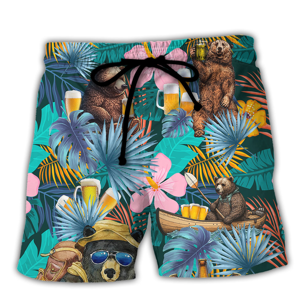 Camping Funny Bear Camping Without Beer Is Just Sitting In The Woods - Beach Short
