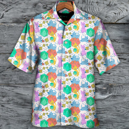 DnD Cat Cute Rolling Dice - Hawaiian Shirt - Owl Ohh-Owl Ohh