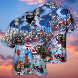 Train Christmas Santa And Train Happiness - Hawaiian Shirt - Owl Ohh - Owl Ohh