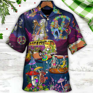 Hippie Funny Skull Dancing Moon Night Amazing Style - Hawaiian Shirt - Owl Ohh - Owl Ohh