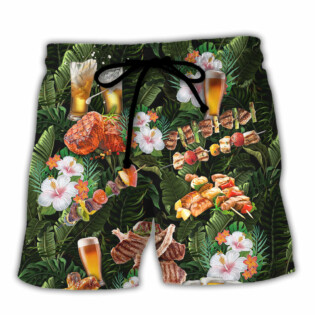 Barbecue Funny BBQ Beer Meat Smoking Pork Pulling Chicken Jerking Butt Rubbing BBQ Pit Master - Beach Short
