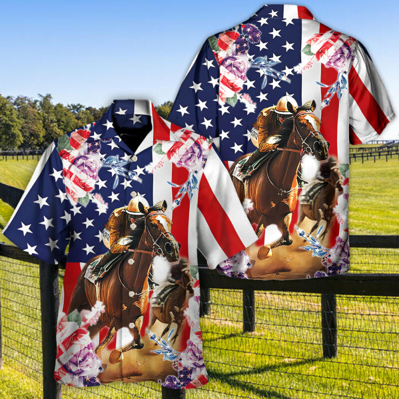 America Horse Racing Rose - Hawaiian Shirt - Owl Ohh-Owl Ohh