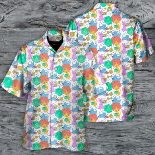 DnD Cat Cute Rolling Dice - Hawaiian Shirt - Owl Ohh-Owl Ohh
