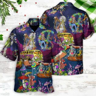 Hippie Funny Skull Dancing Moon Night Amazing Style - Hawaiian Shirt - Owl Ohh - Owl Ohh