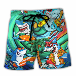 Surfing Funny Shark Surfing Life is Simple Just Add Water Surfing Lovers - Beach Short