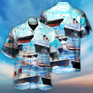 Cargo Ship Blue Sea Amazing Style - Hawaiian Shirt - Owl Ohh-Owl Ohh