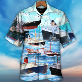 Cargo Ship Blue Sea Amazing Style - Hawaiian Shirt - Owl Ohh-Owl Ohh