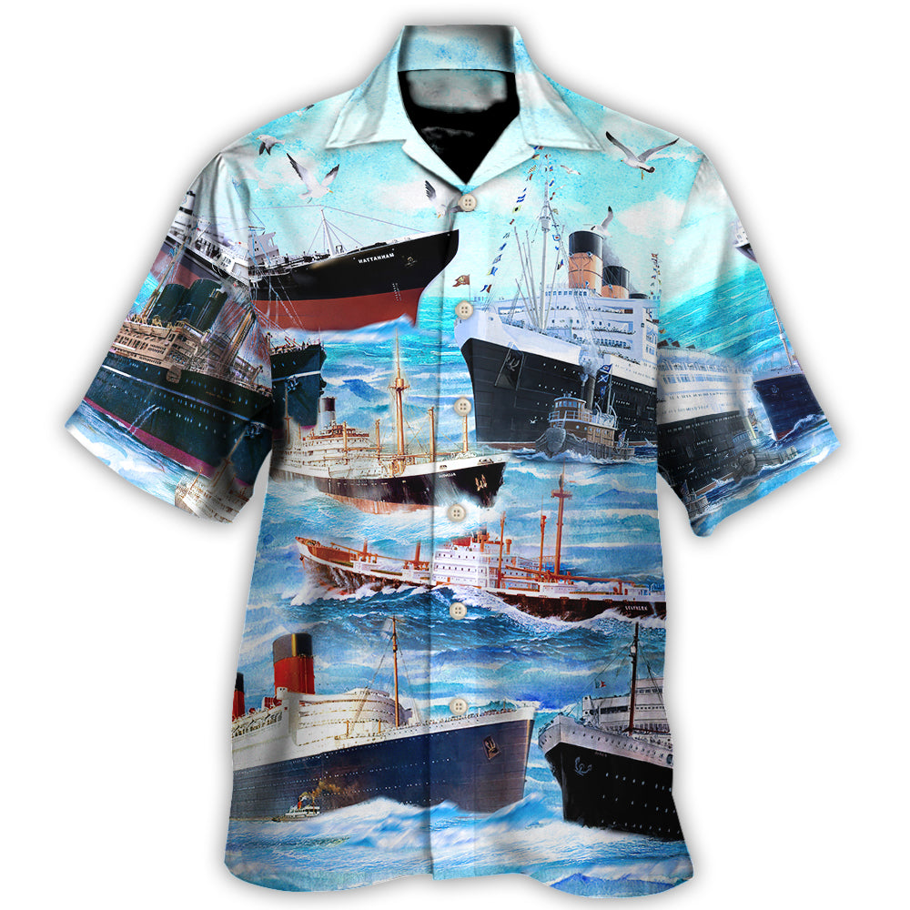 Cargo Ship Blue Sea Amazing Style - Hawaiian Shirt - Owl Ohh-Owl Ohh