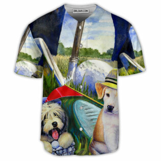 Golf Dog Golf Life Funny Art Style - Baseball Jersey - Owl Ohh