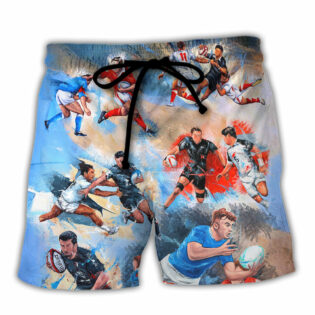 Rugby Saved Me From Being a Pornstar Funny Rugby Quote Gift Colorful - Beach Short