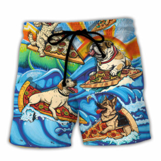 Surfing Funny Dog Pizza Surfing Boy Like A Normal Boy But Cooler Lovers Surfing - Beach Short