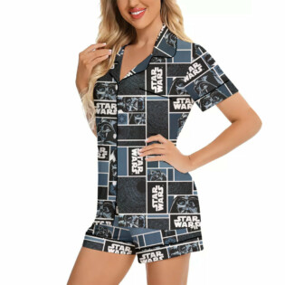 Starwars Darth Vader Geometric Pattern Black - Women's Pajama Set