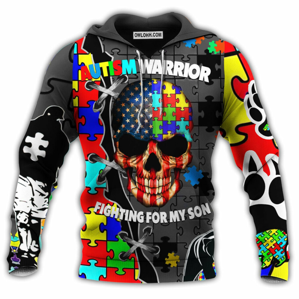 Autism Warrior Fighting For My Son - Hoodie - Owl Ohh - Owl Ohh