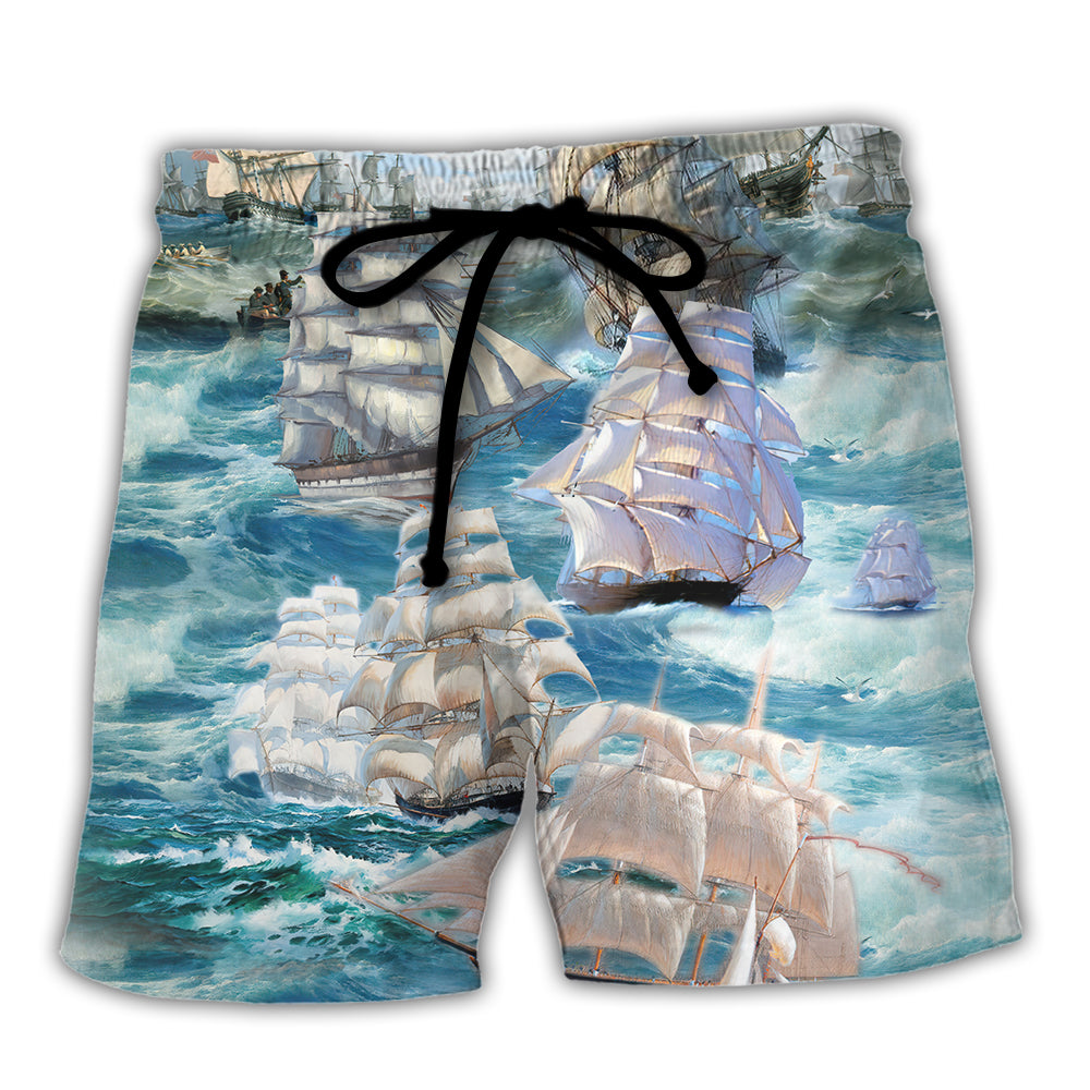 Sailing The Wind And The Waves Are Always On The Side Of The Ablest Navigator - Beach Short