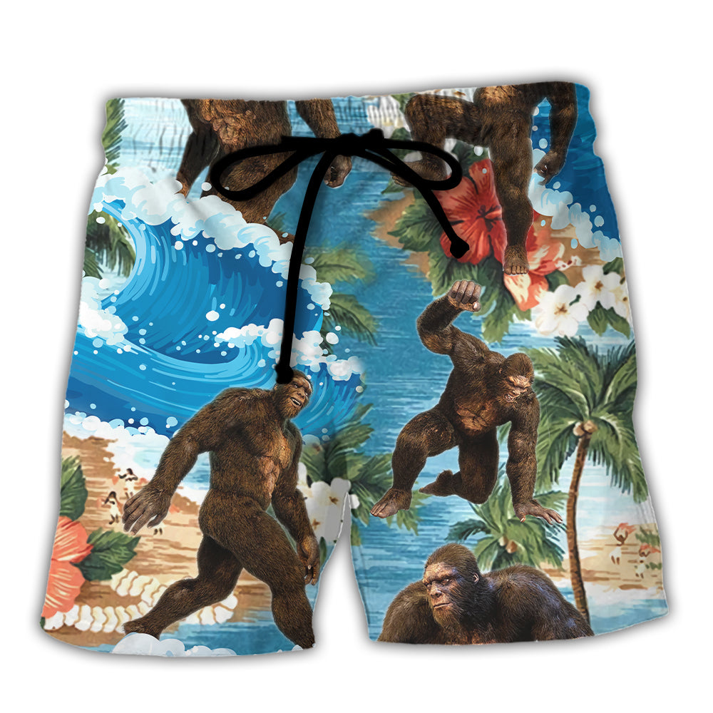 Bigfoot Tropical Funny Style - Beach Short - Owl Ohh - Owl Ohh