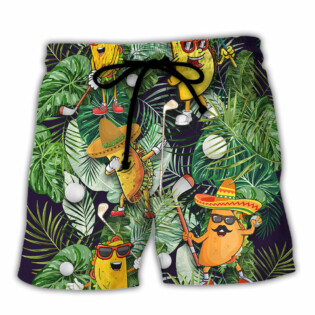Golf Funny Taco Playing Golf Let's Par Tee Tropical Golf Lover - Beach Short