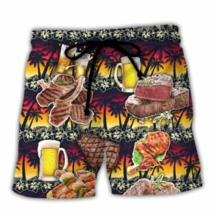 Barbecue Food Meat My Wife Loves My Meat In Her Mouth - Beach Short