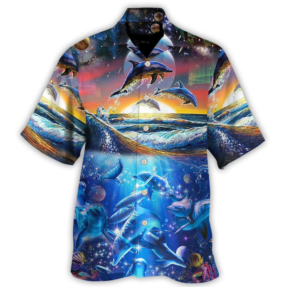 Beach - Dolphin Live In The Sunshine. Swim In The Sea. Drink The Wild Air - Hawaiian Shirt
