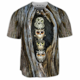 Owl Family Funny Wood Art - Baseball Jersey - Owl Ohh - Owl Ohh