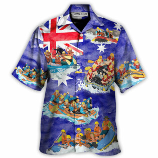 Water Rafting River Rafting Team Funny Lover Australia Flag Vintage Art Style - Hawaiian Shirt - Owl Ohh for men and women, kids - Owl Ohh
