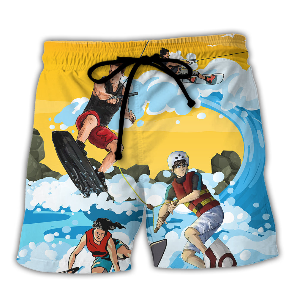 Wakeboarding Saved Me From Being a Pornstar Funny Wakeboarding Quote Gift Lover Beach - Beach Short