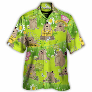 Groundhog Day Happy Spring With Flowers - Hawaiian Shirt - Owl Ohh for men and women, kids - Owl Ohh