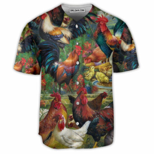 Chicken And Flower Tropical Vibe Art Style - Baseball Jersey - Owl Ohh