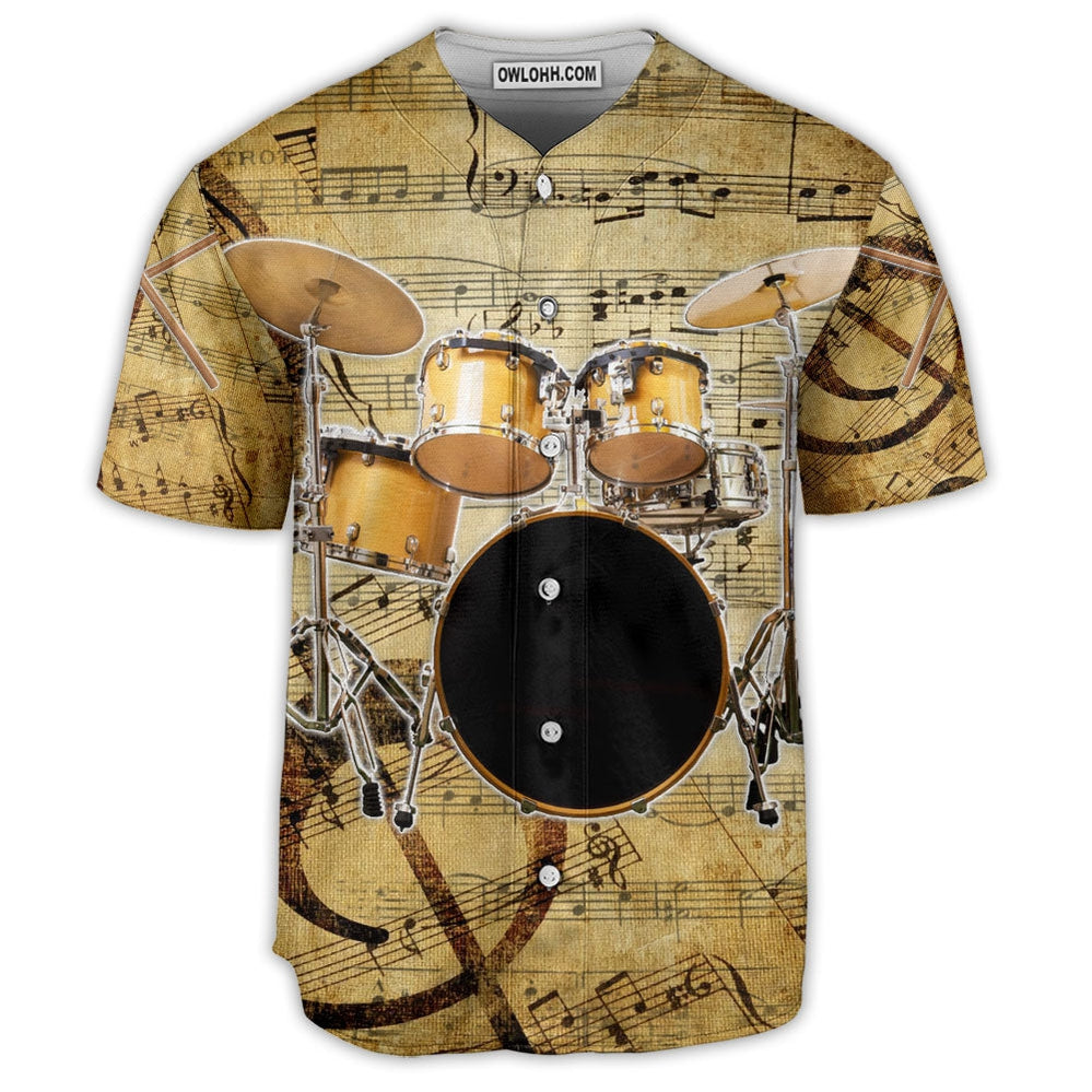 Drum I'm A Drummer Vintage Style- Baseball Jersey - Owl Ohh