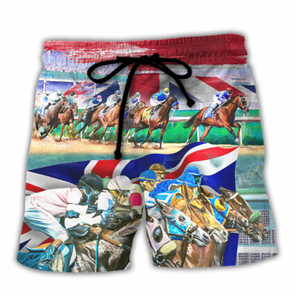 Horse United Kingdom Horse Racing Amazing Seat Lover Style - Beach Short - Owl Ohh - Owl Ohh