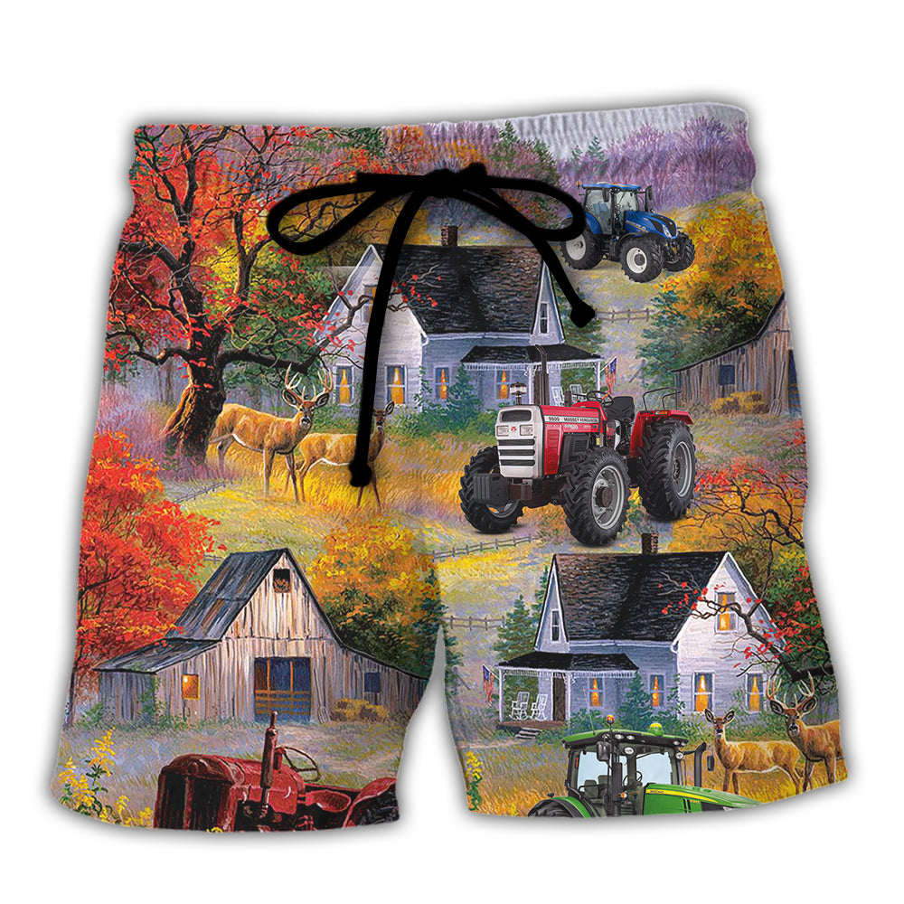 Tractor Save Me From Being A Pornstar Now I'm Just A Farmer Lover Art Style - Beach Short