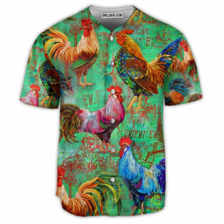 Chicken Colorful Art Flower Tropical Vibe - Baseball Jersey - Owl Ohh