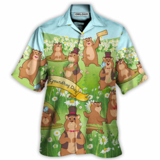 Groundhog Day Grass Flowers - Hawaiian Shirt - Owl Ohh for men and women, kids - Owl Ohh