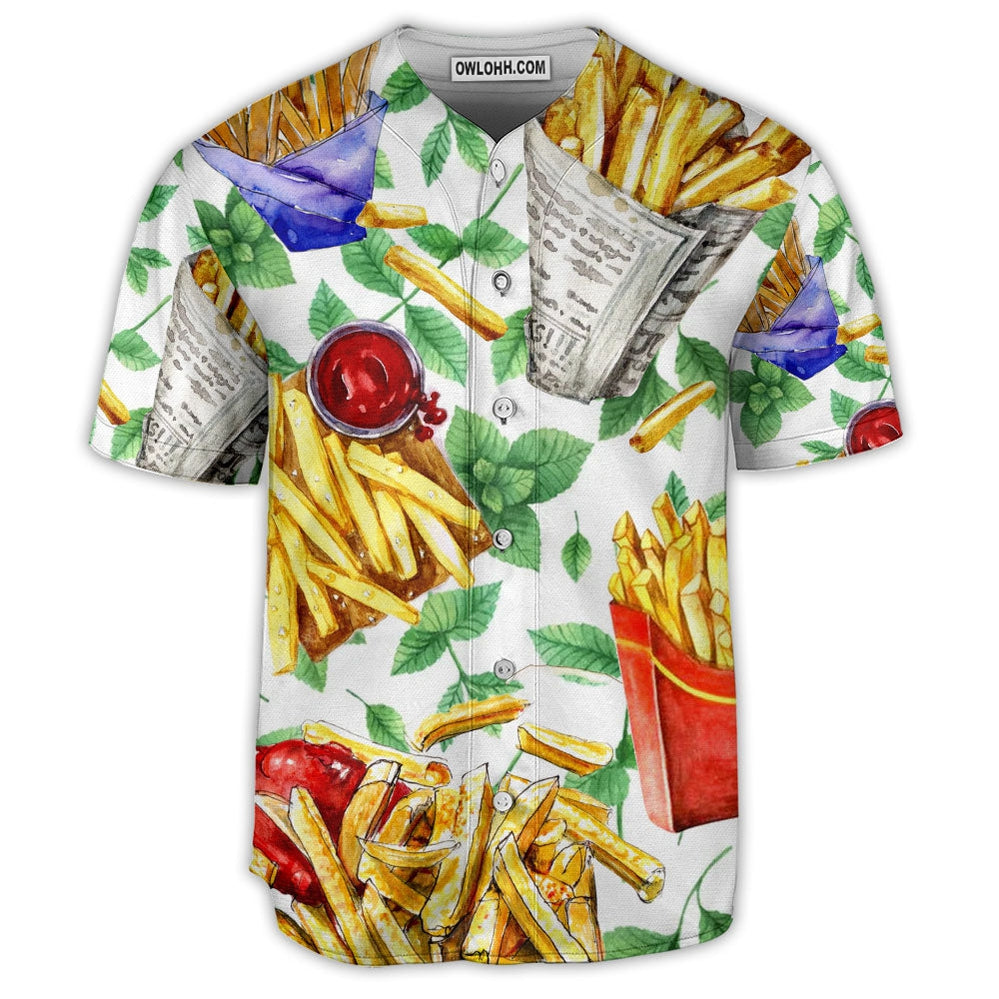 Food French Fries Art - Baseball Jersey - Owl Ohh