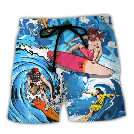 Surfing Haters Will See You Walk on Water and Say It's Because You Can't Swim Lover Jesus and Surfing - Beach Short