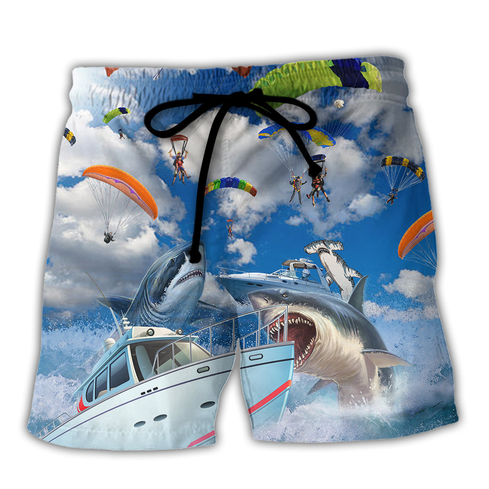 Parasailing Let's Fly Away With Shark - Beach Short