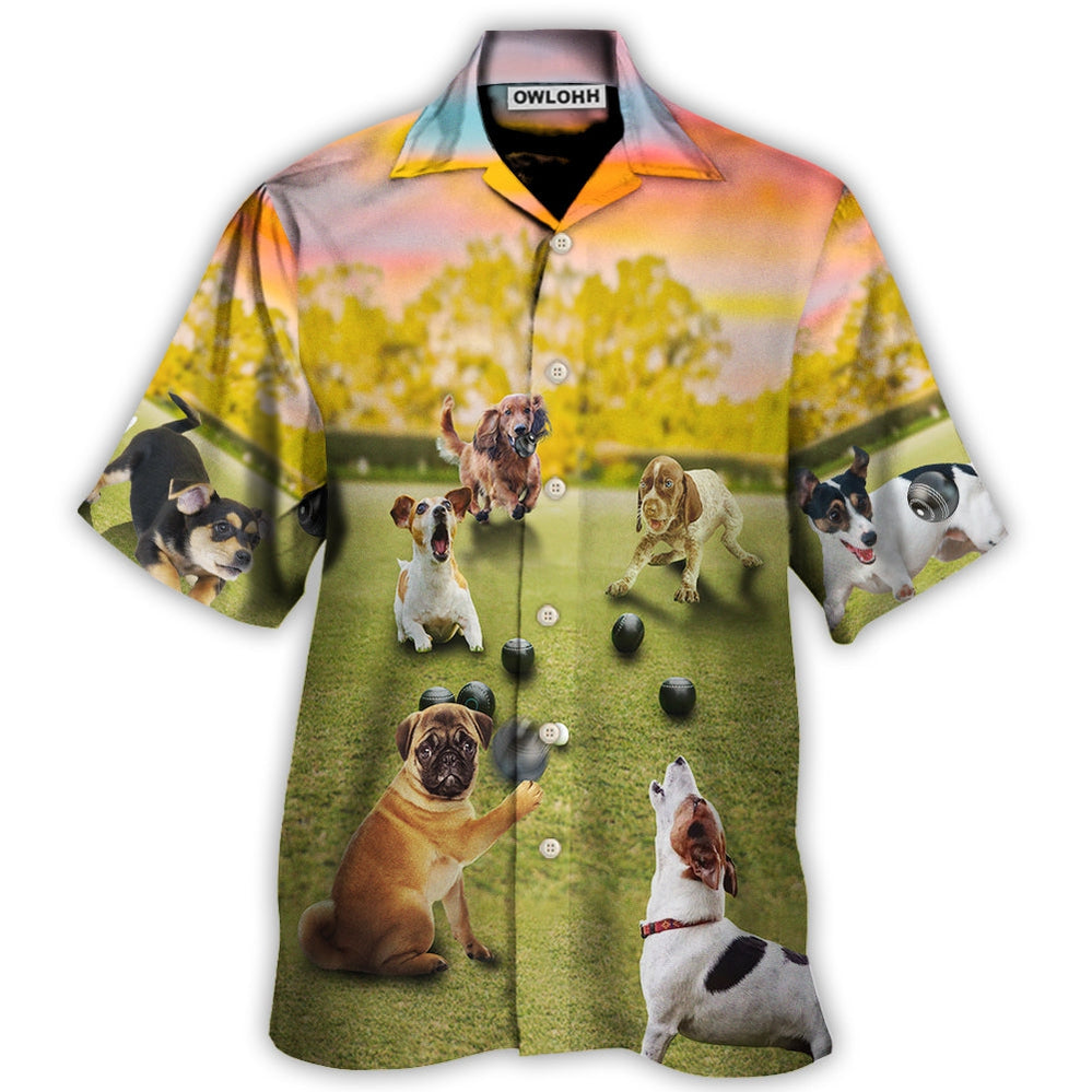 Lawn Bowling Dog Play In Yard - Hawaiian Shirt - Owl Ohh - Owl Ohh